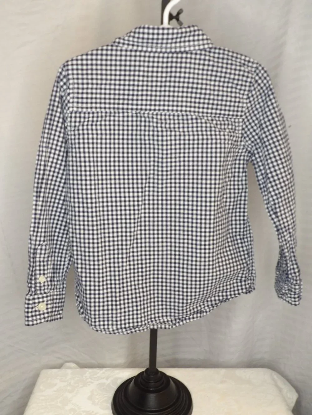 OshBKosh Toddler Boys Gingham Check Black and White Long Sleeve Shirt Size 4T